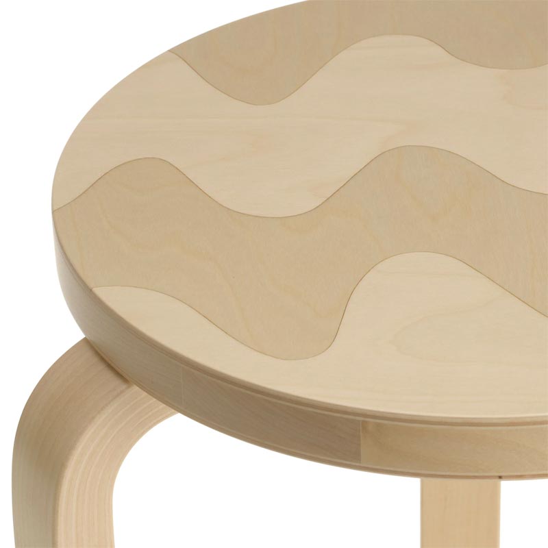 Stool 60 - Lokki - des. Alvar Aalto 1933, Pattern des. Maija Isola, made by Artek + Marimekko