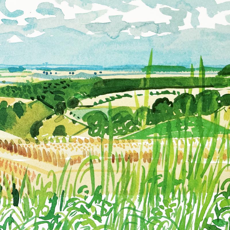 Looking Towards Huggate (Midsummer: East Yorkshire) Poster by David Hockney