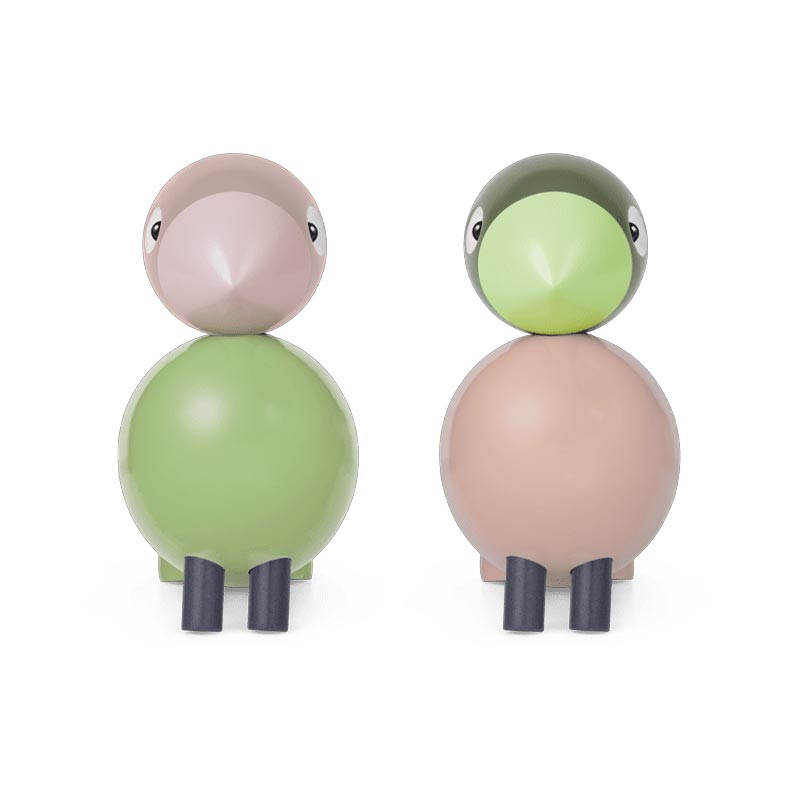 Lovebirds (des. Kay Bojesen, 1955) - Light Green / Rose