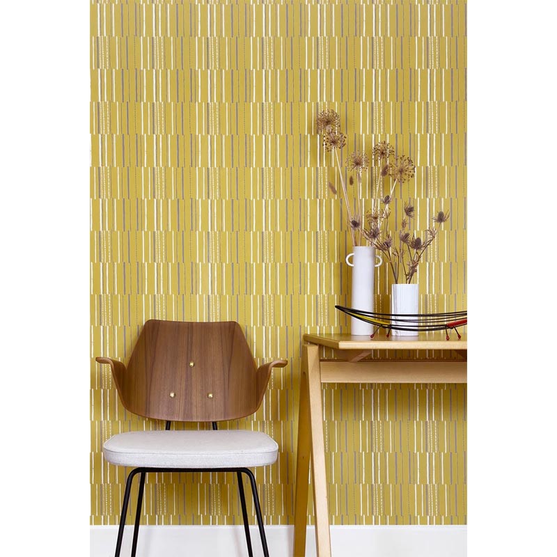 Syncopation Wallpaper - Yellow - Lucienne Day