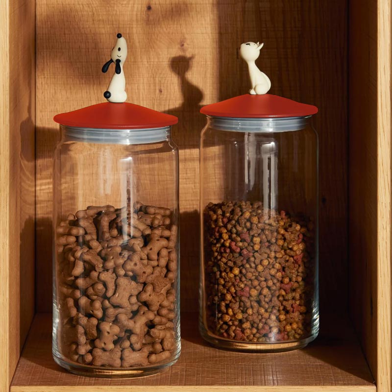 MioJar in Red Orange, Jar for Cat food, des. Miriam Mirri for Alessi