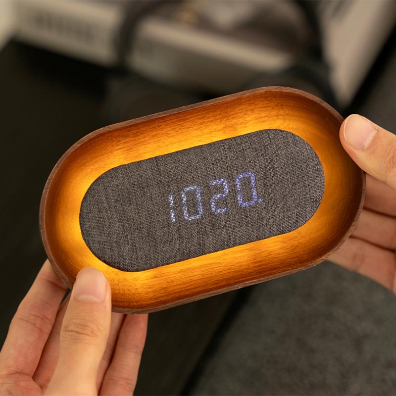 Lumos Clock - Oval - Walnut - by Gingko