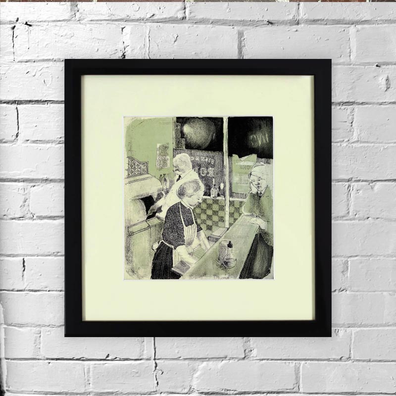 Fish & Chip Shop (1954) Mini-Frame by David Hockney