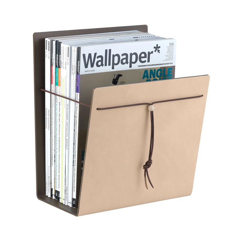 Magazine holder by LindDNA- Sand / Bronze Recycled Leather
