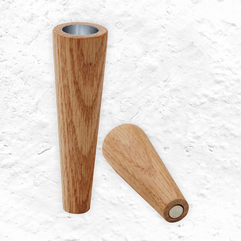Magnetic cone candle holder - oak (pair) by LindDNA