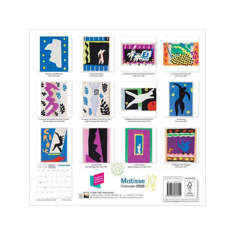 Matisse Jazz 2026 Wall Calendar