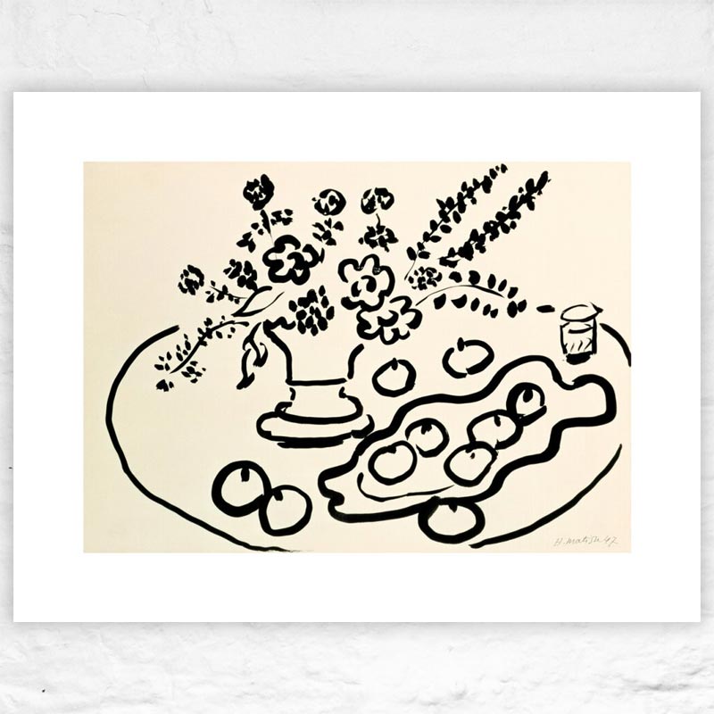 Still Life with Vase of Flowers and Plate of Fruit, 1947 poster by Henri Matisse