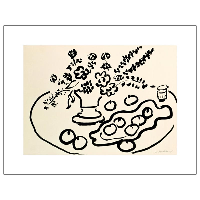 Still Life with Vase of Flowers and Plate of Fruit, 1947 poster by Henri Matisse