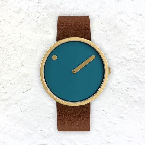 Picto watch - blue dial / brown leather