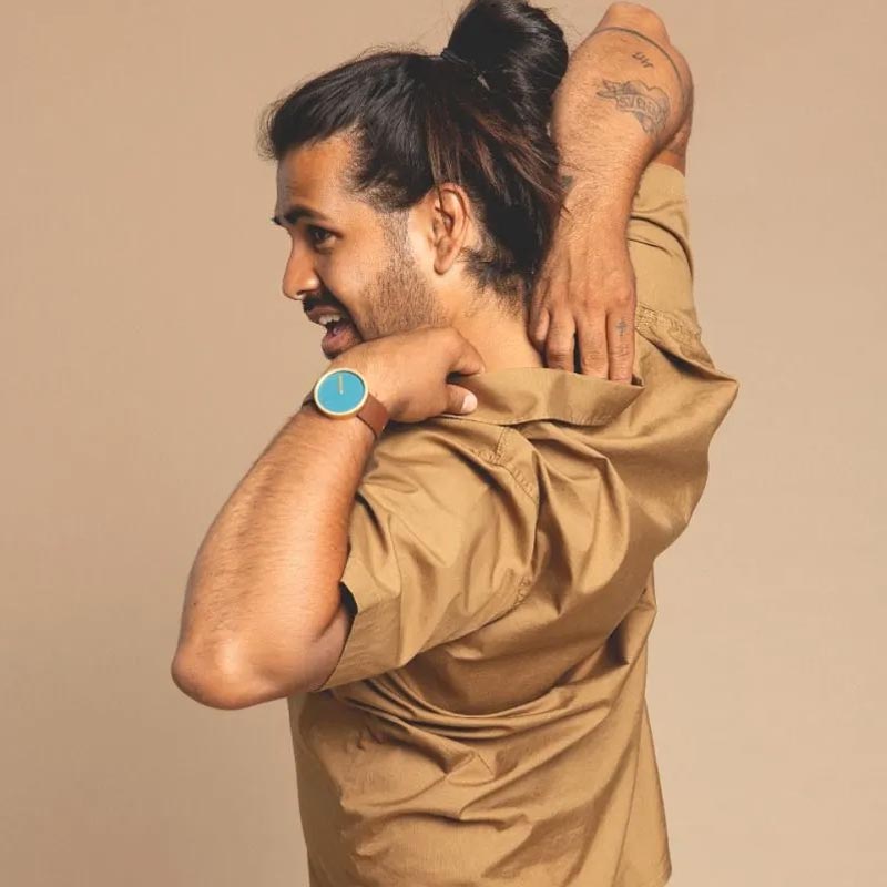 Picto watch - blue dial / brown leather