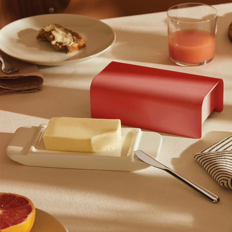 Mattina Butter Dish - Red - des. BIG-GAME for Alessi