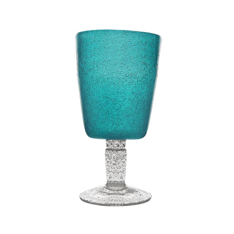 Memento Glass Goblet - Turquoise - by Serafino Zani