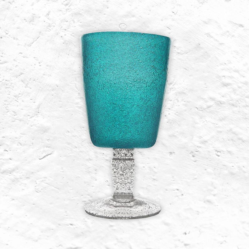 Memento Glass Goblet - Turquoise - by Serafino Zani