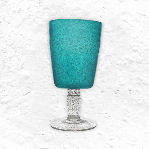Memento Glass Goblet - Turquoise - by Serafino Zani
