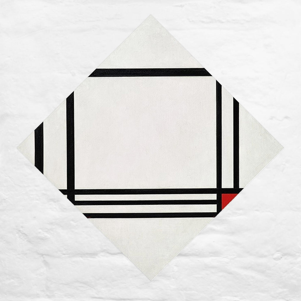 Diamond composition with eight lines and red / Picture No. III, 1938 print by Piet Mondrian - edition of 500