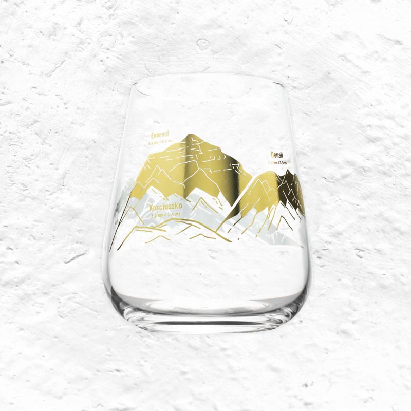 Mountain Peaks of the World Stemless Wine Glass by Cognitive Surplus