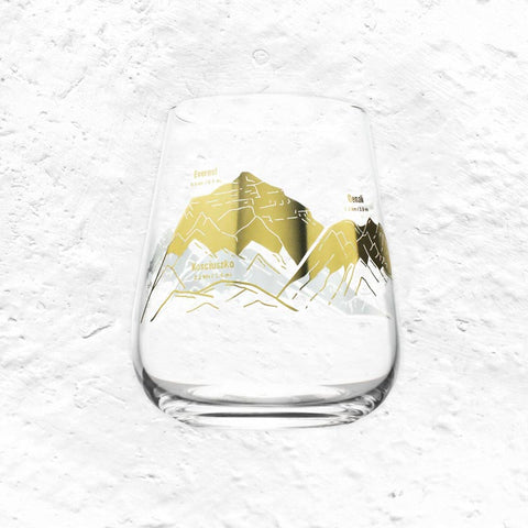Mountain Peaks of the World Stemless Wine Glass by Cognitive Surplus