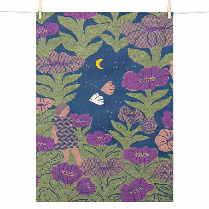 Nocturnal (nocturne) Tea Towel, by Tissage Moutet