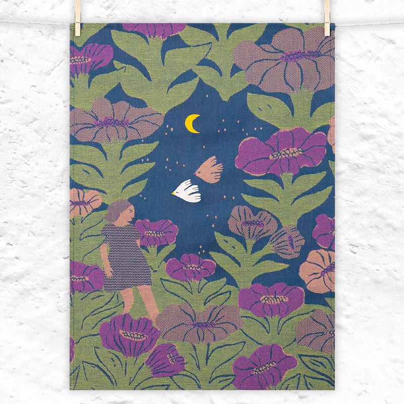 Nocturnal (nocturne) Tea Towel, by Tissage Moutet