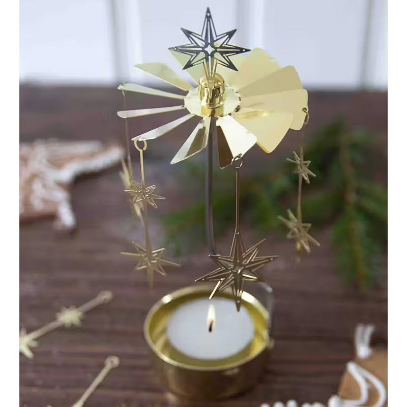 Angel Chime 'Northern Star' Gold Tealight Holder