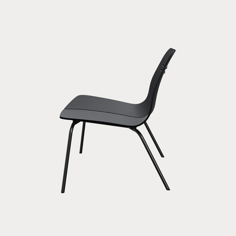 PK23 Lounge Chair - Black coloured veneer, black powder coated steel base - des. Poul Kjærholm, 1954