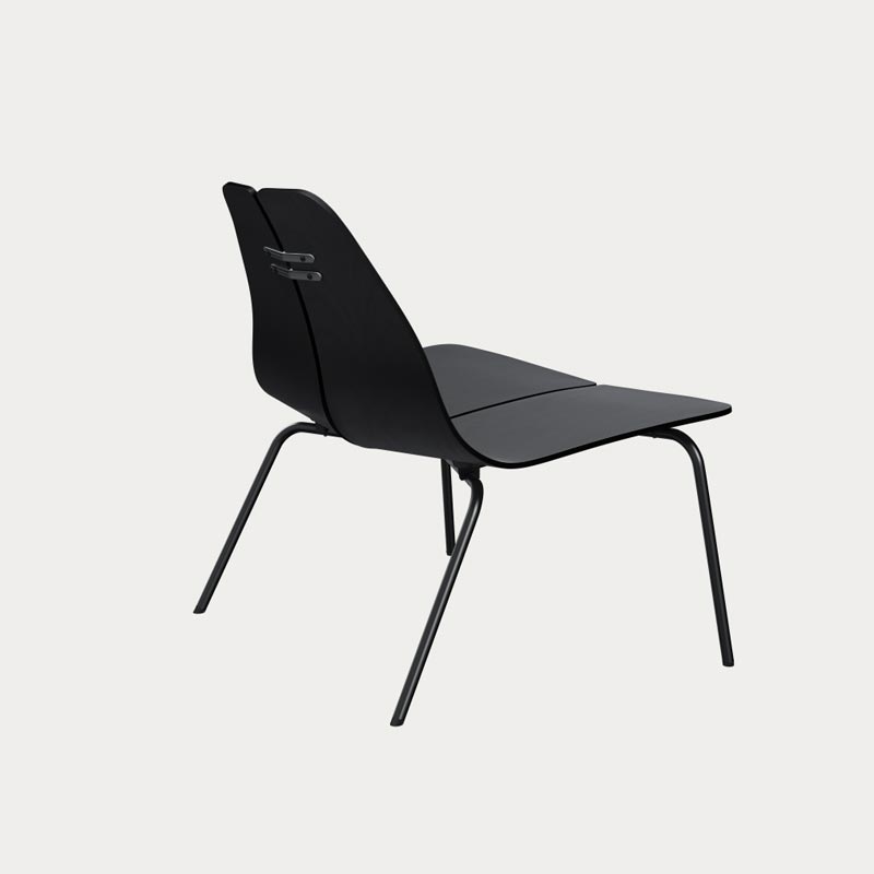 PK23 Lounge Chair - Black coloured veneer, black powder coated steel base - des. Poul Kjærholm, 1954