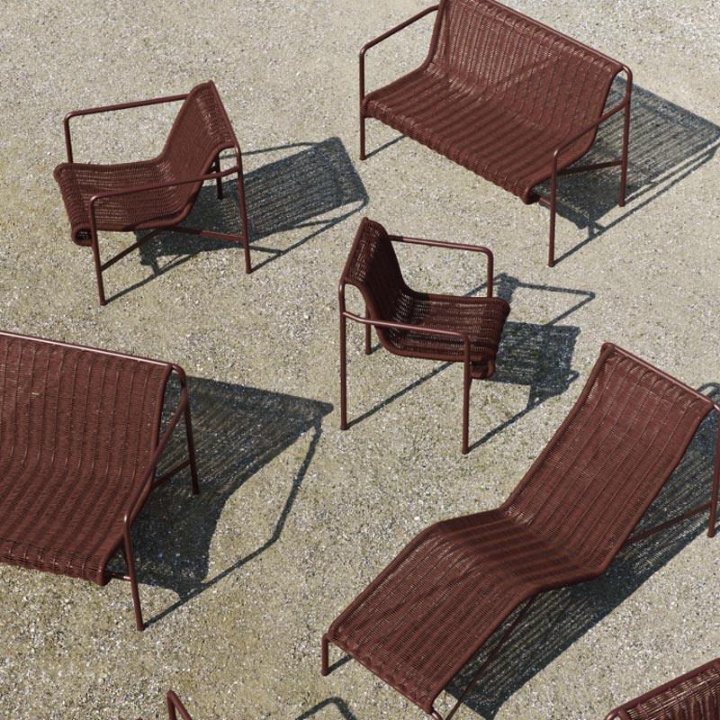 Palissade Cord Dining Bench with Armrest - Iron Red, Suitable for Outdoors - by HAY