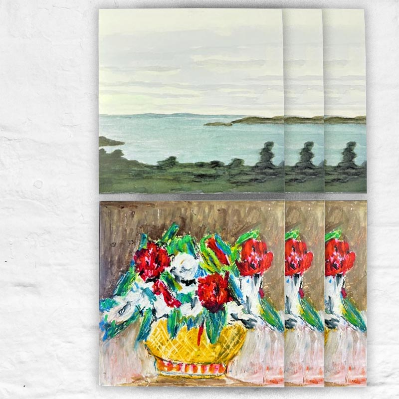 Paul Hockney Greetings Card Collection: Sandgreen & Flowers (6 cards)