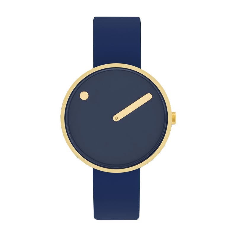 Picto watch - blue rotating dial, midnight blue bio based TPU strap