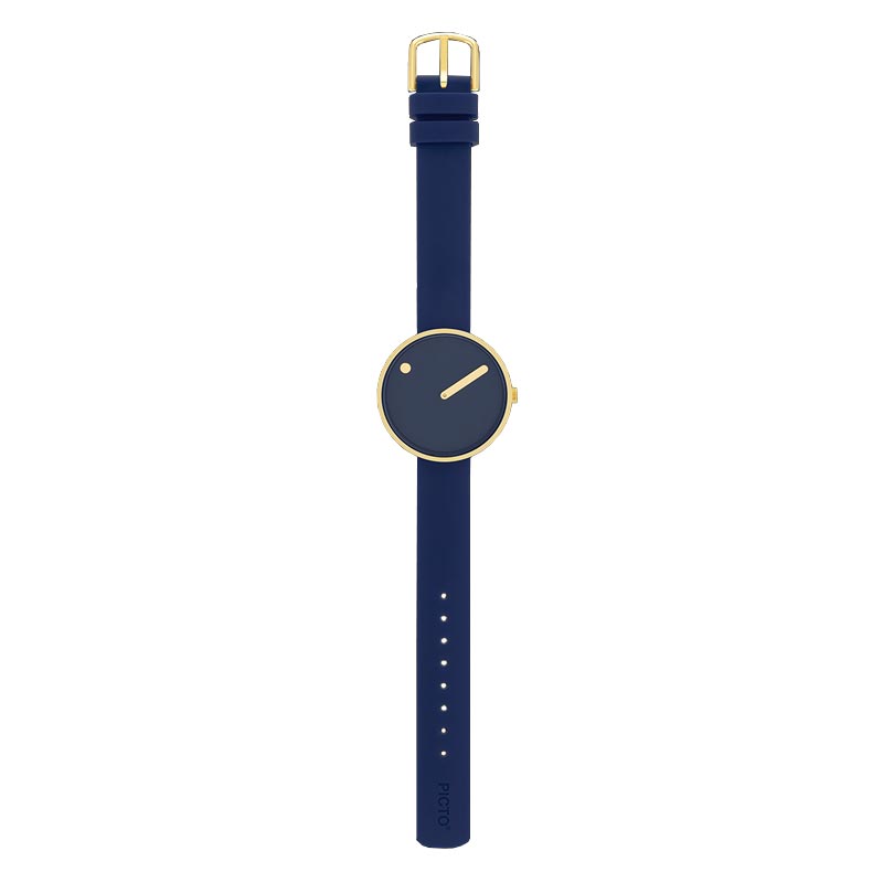 Picto watch - blue rotating dial, midnight blue bio based TPU strap
