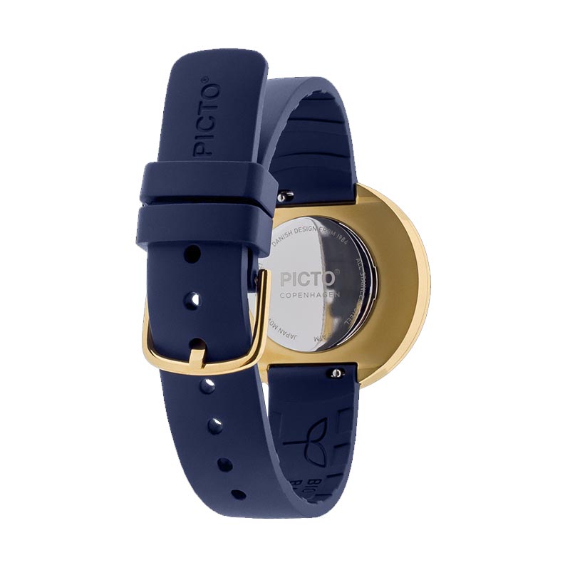 Picto watch - blue rotating dial, midnight blue bio based TPU strap