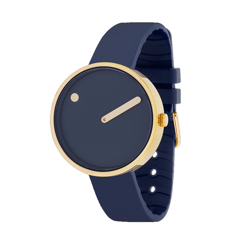 Picto watch - blue rotating dial, midnight blue bio based TPU strap