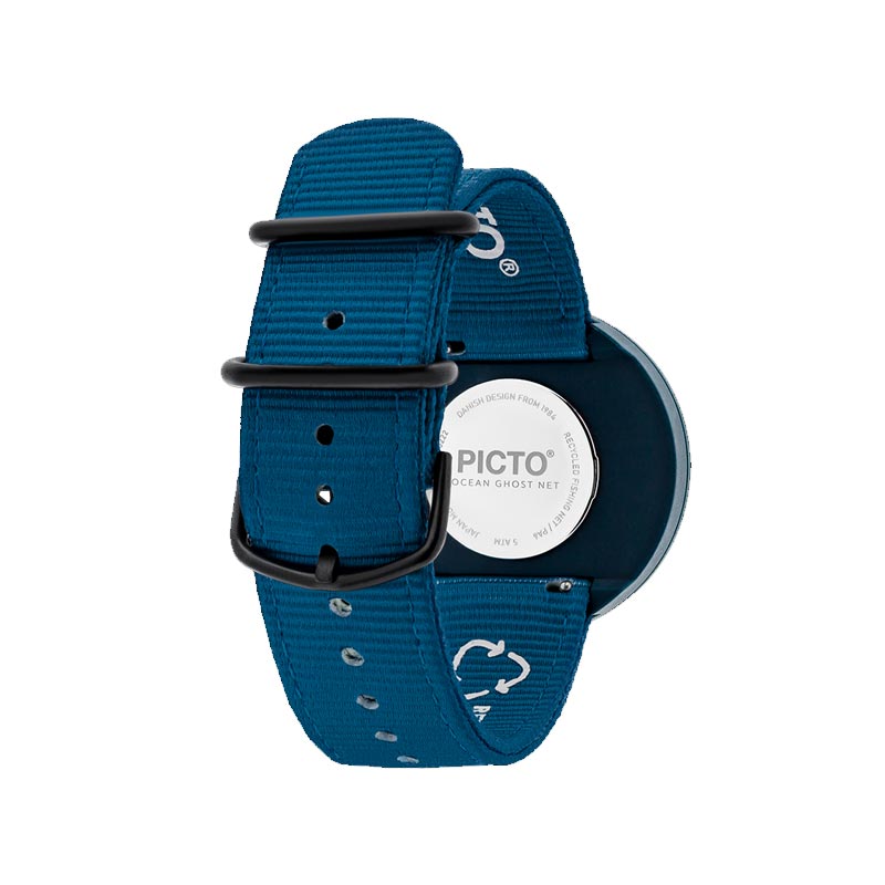 PICTO Ocean Ghost Watch - paradise green dial with deep blue recycled fishing net strap