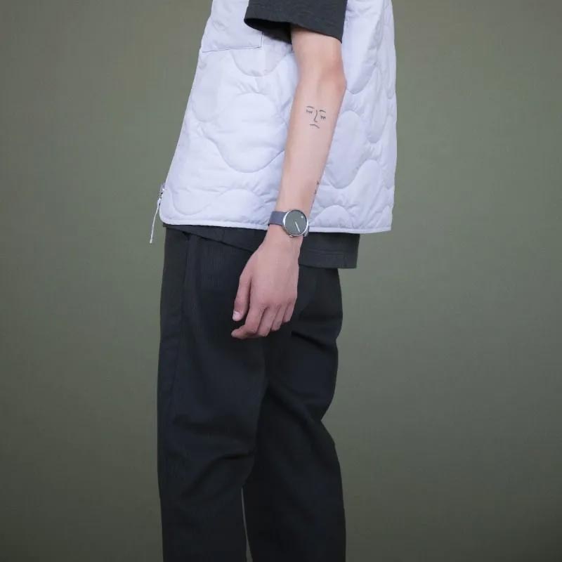 Picto watch - fresh olive dial, thunder grey leather strap