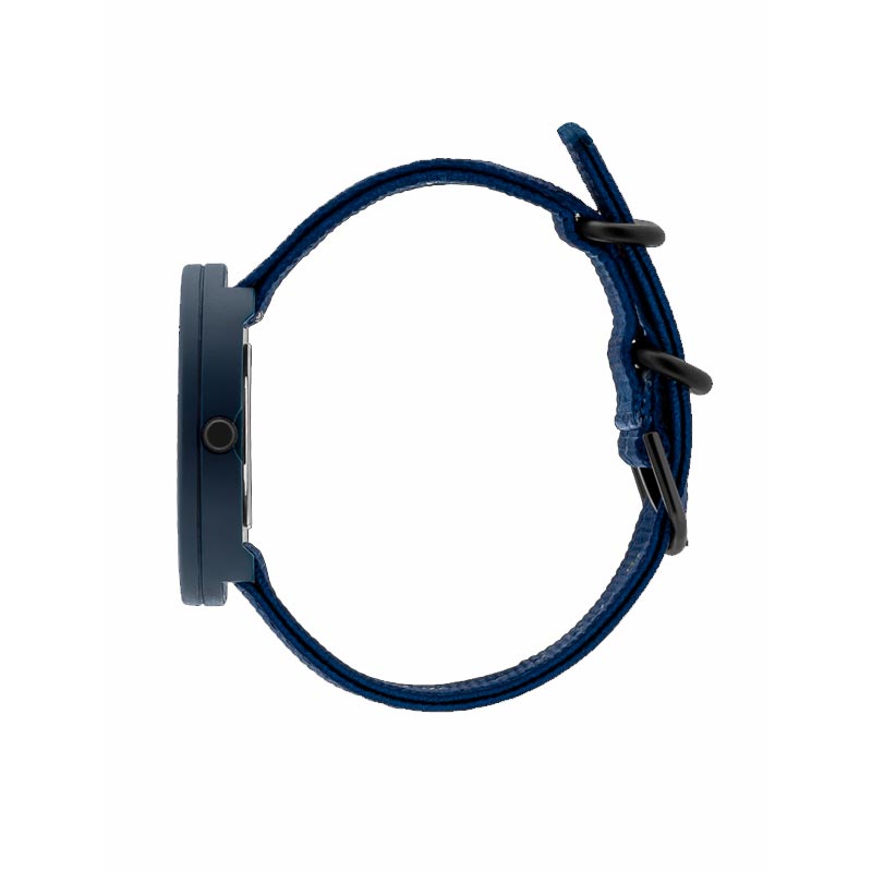 Picto watch - pink reef dial, navy strap made from recycled fishing nets