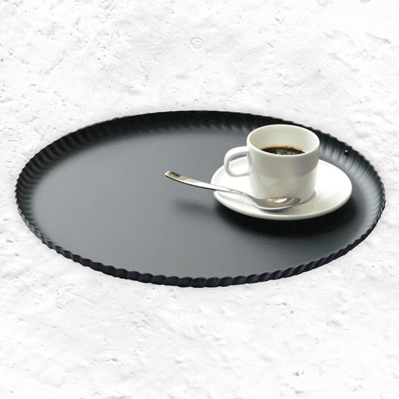 Pleats Round tray - 31cm - Black - des. Jin Kuramoto for Alessi