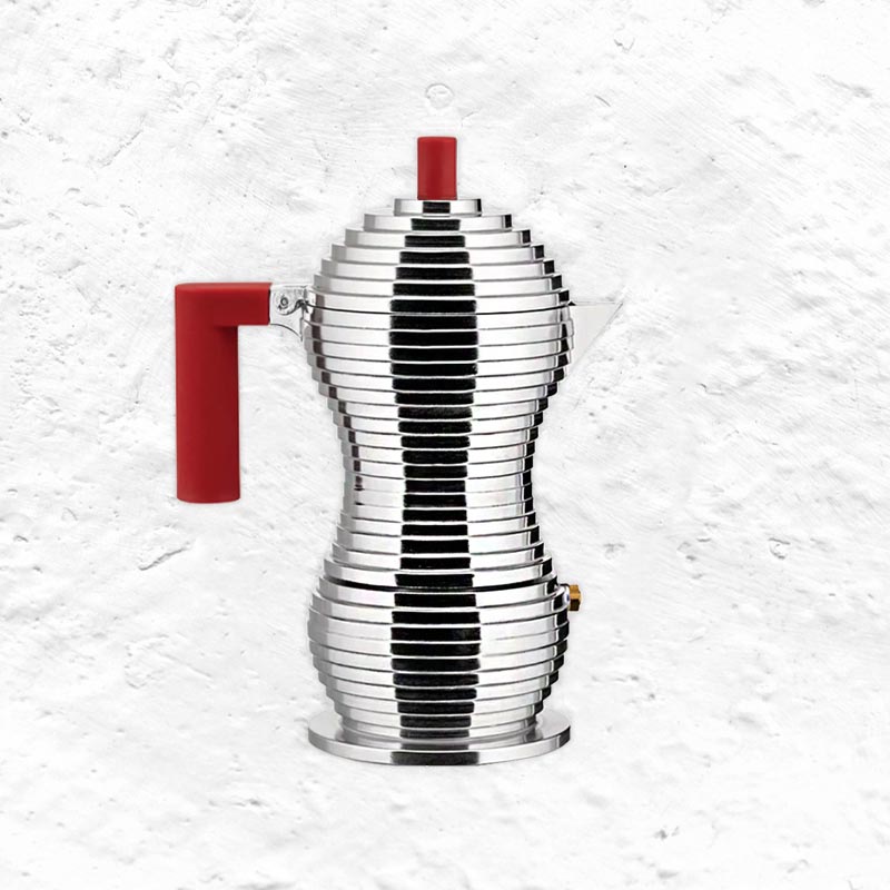 Pulcina Induction Coffee maker - 3 cup, red - des. Michele de Lucchi (made by Alessi)