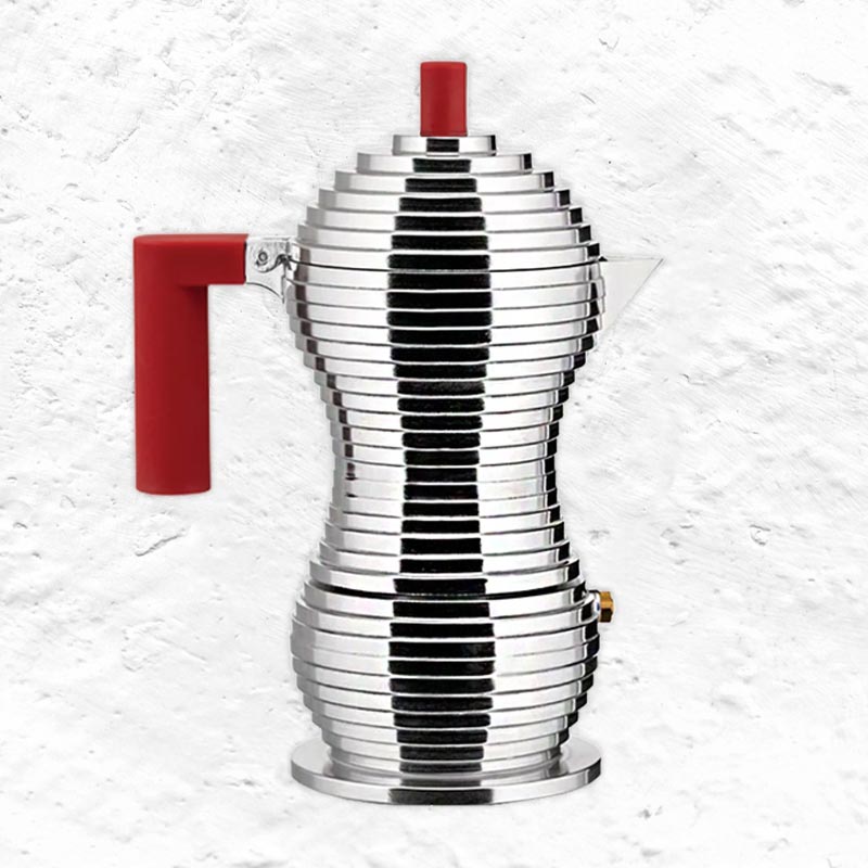Pulcina Induction Coffee maker - 6 cup, red - des. Michele de Lucchi (made by Alessi)