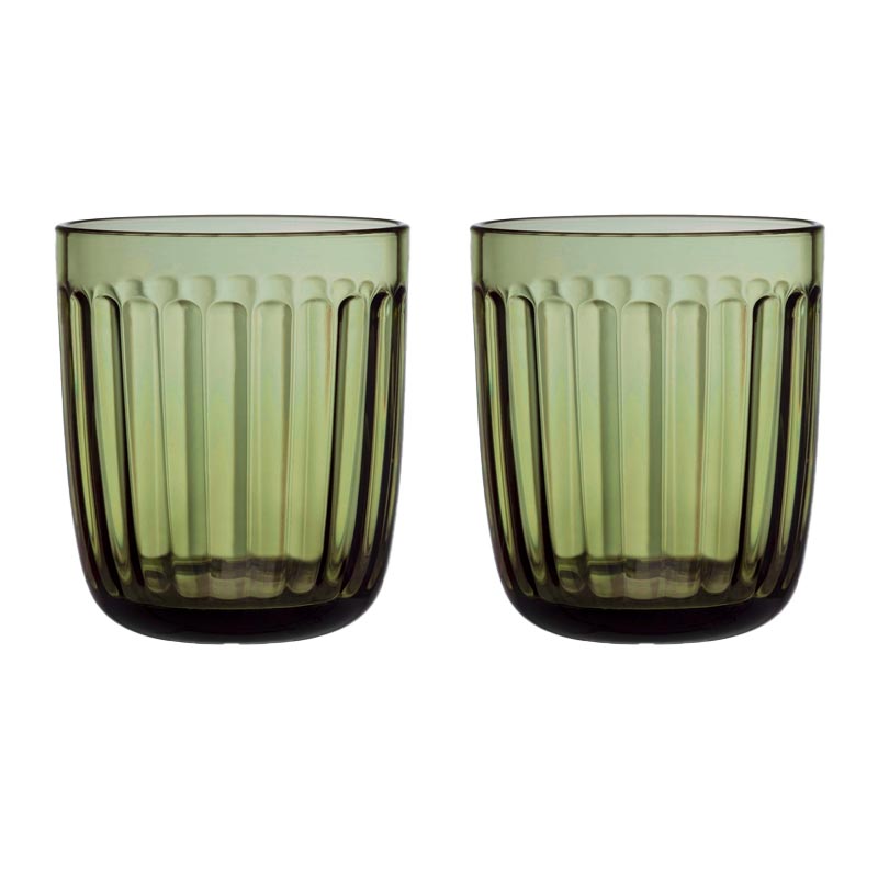 Set of 2 Raami tumblers - 26cl, moss green - des. Jasper Morrison for Iitala