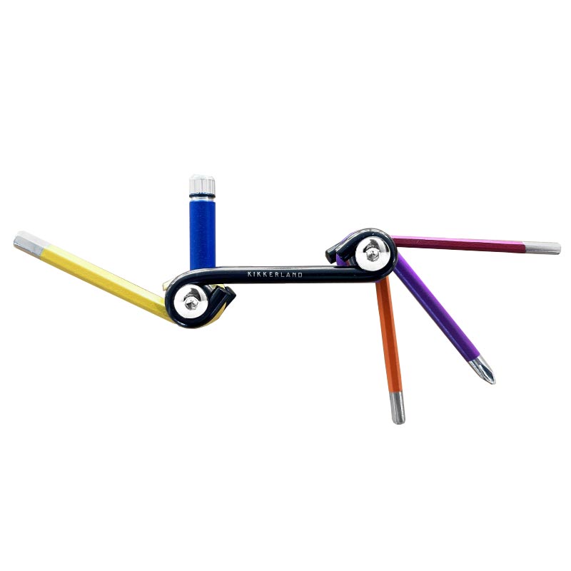 Rainbow multi-tool with light, by Kikkerland