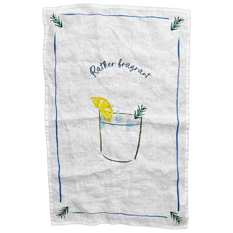 Rather Fragrant Gin & Tonic 100% Linen Tea Towel, by Dinette