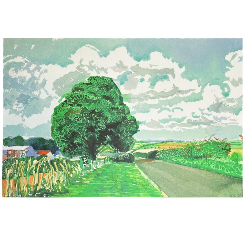 Road and Tree Near Wetwang ( from Midsummer: East Yorkshire) Poster by David Hockney