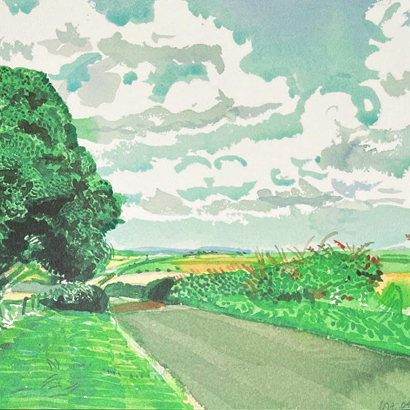 Road and Tree Near Wetwang ( from Midsummer: East Yorkshire) Poster by David Hockney
