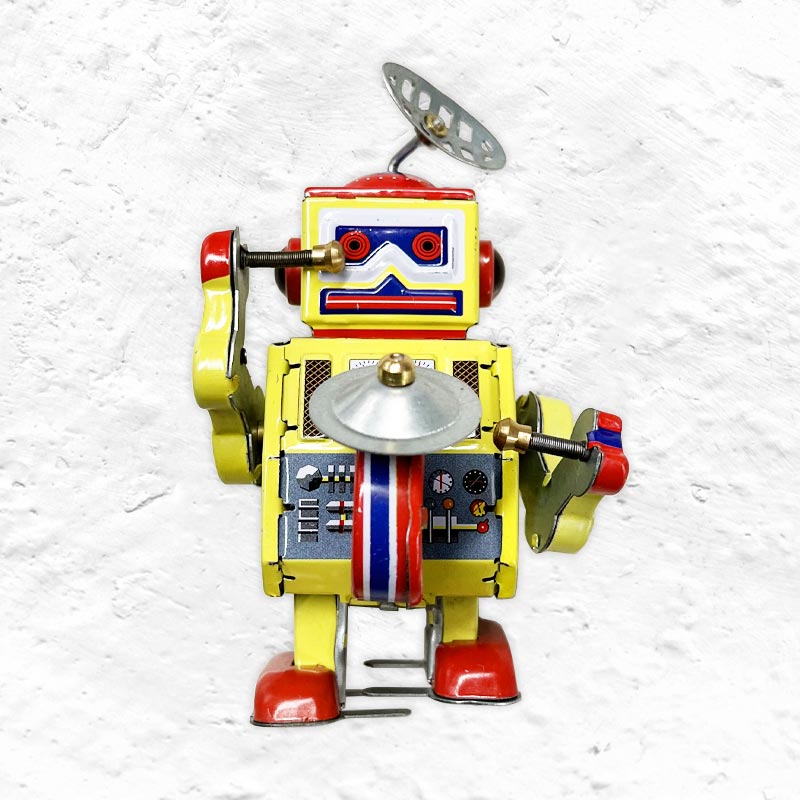 Robot mini with drum 10cm - Gold
