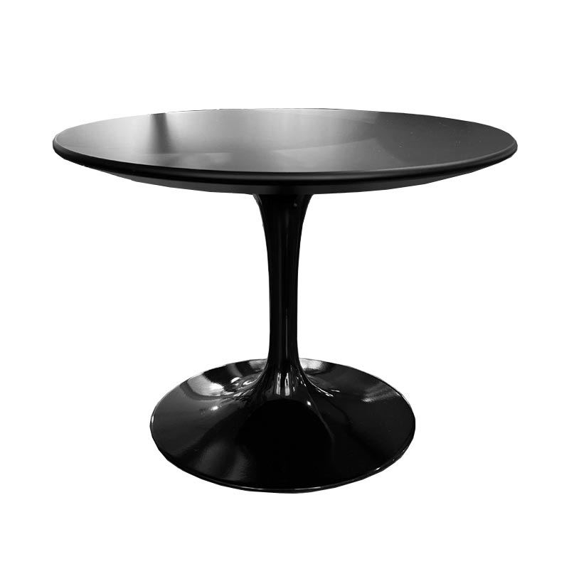 Saarinen round low side table - black top, black cast aluminium base - des. Eero Saarinen, 1957 (made by Knoll)