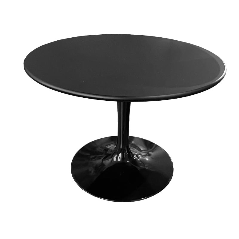 Saarinen round low side table - black top, black cast aluminium base - des. Eero Saarinen, 1957 (made by Knoll)