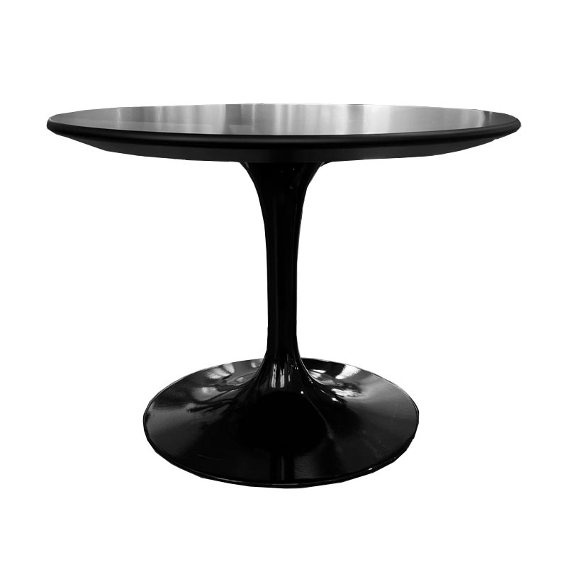 Saarinen round low side table - black top, black cast aluminium base - des. Eero Saarinen, 1957 (made by Knoll)