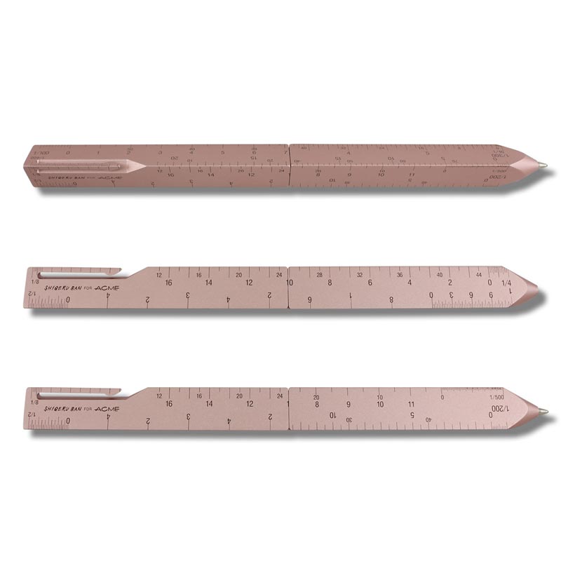 SCALE - Rose Gold Retractable Ball Point Pen, des. Shigeru Ban for ACME