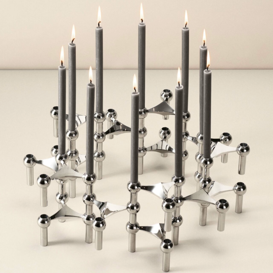Stoff Candles - set of 12, anthracite