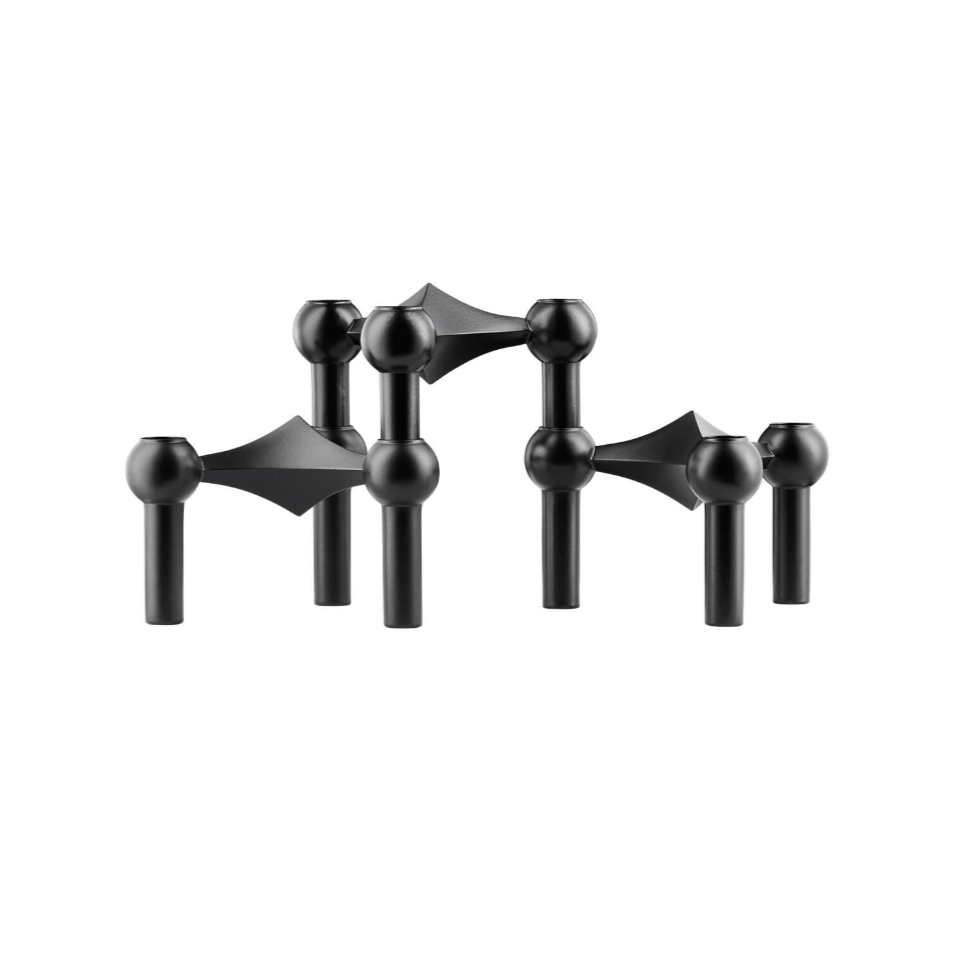 Set of 3 Stacking Candleholders des. Hans Nagel & Werner Stoff, 1960s - matte black